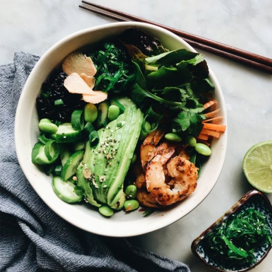 Ponzu Prawn Poke Bowls