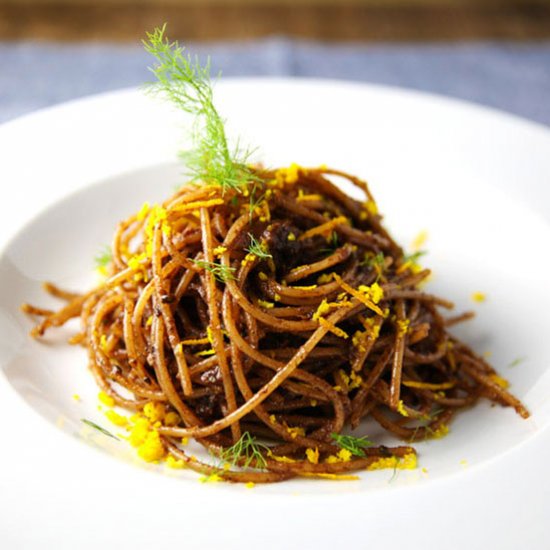 Spaghetti with Fennel Orange Olive