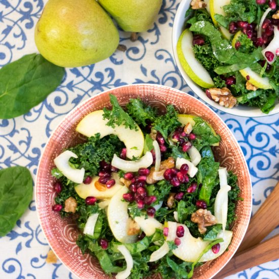 Kale Pear and Pomegranate Salad