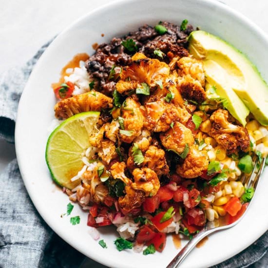 Roasted Cauliflower Burrito Bowls