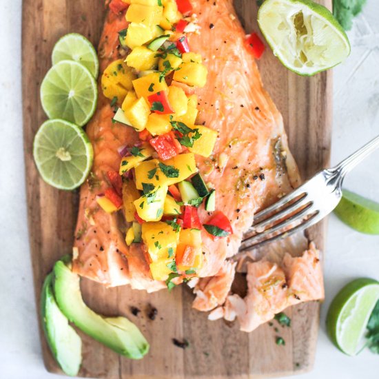 Honey Lime Mango Salsa Salmon