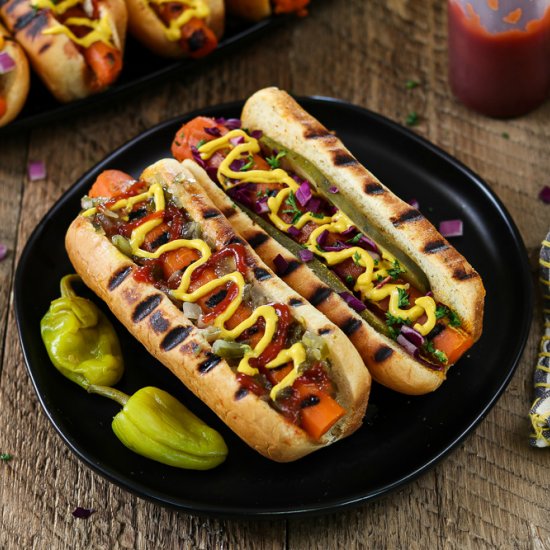 Grilled Vegan Carrot Hot Dogs