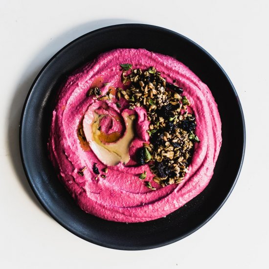 Pink Hummus with Seedy Oat Crunch