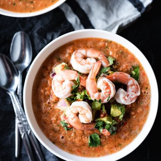 Shrimp Gazpacho with Avocado Relish