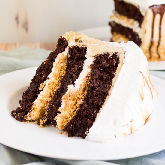 Peanut Butter S’mores Cake