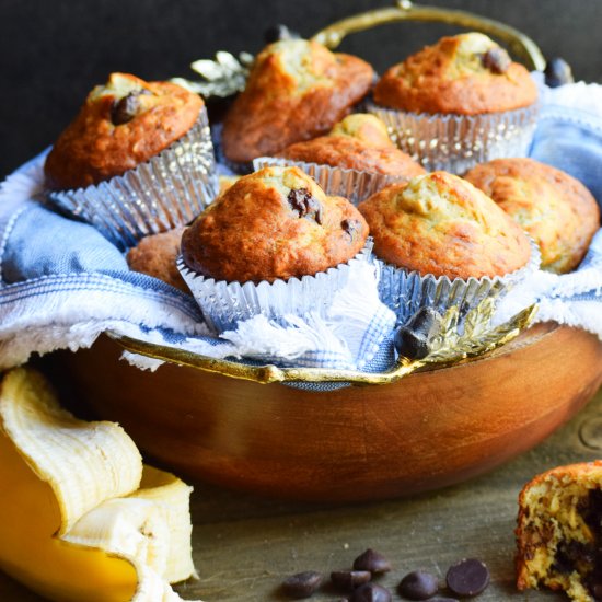 Banana & Oat Chocolate Chip Muffins