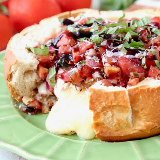 Bruschetta Baked Brie Bread Bowl