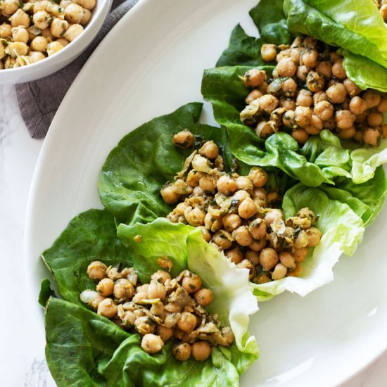 Pesto Chickpea Lettuce Wraps