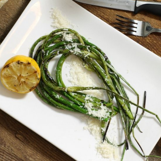 Grilled Garlic Scapes