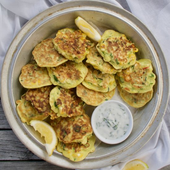 CORN AND COURGETTE FRITTERS