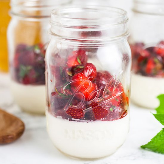 Easy Strawberry Mint Panna Cotta