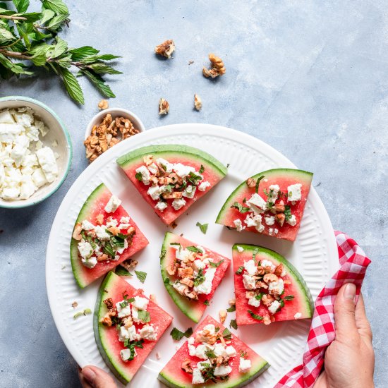 Watermelon w/ Feta, Mint & Walnuts