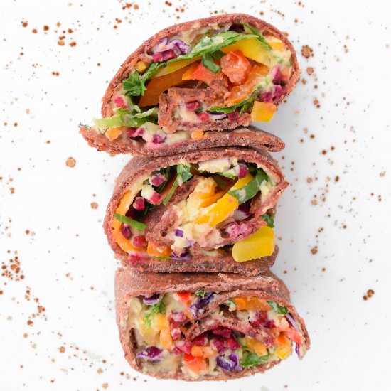 Rainbow Hummus Beet & Veggie Wrap