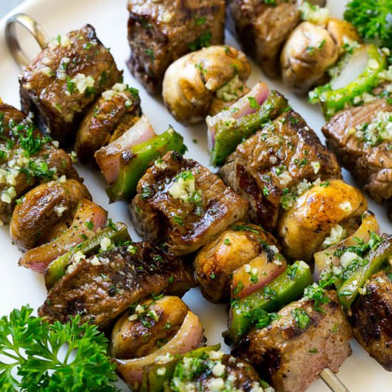 Steak Kabobs with Garlic Butter