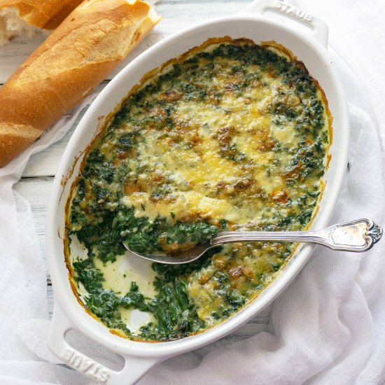 Creamy, Cheesy Spinach Gratin