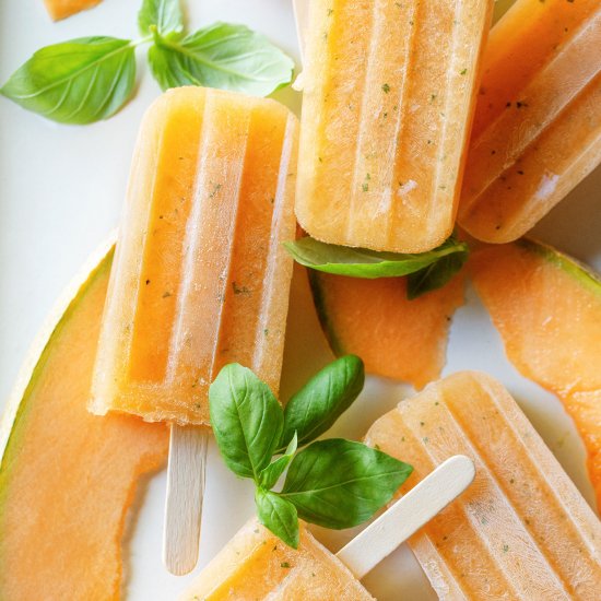 Melon Basil Moscow Mule Popsicles