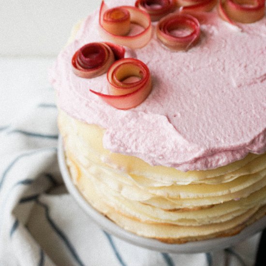 Mini Rhubarb Crepe Cake