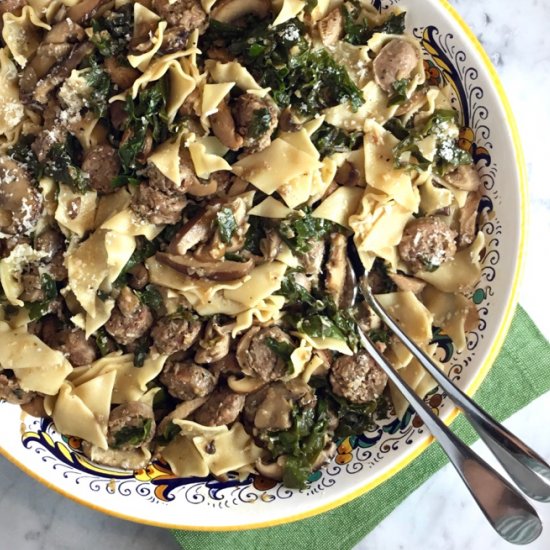 Kale, Sausage & Mushroom Pasta