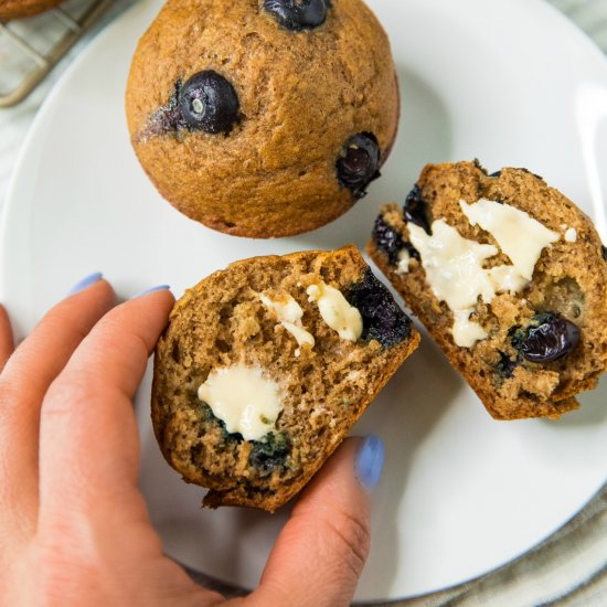 Healthy Blueberry Banana Muffins