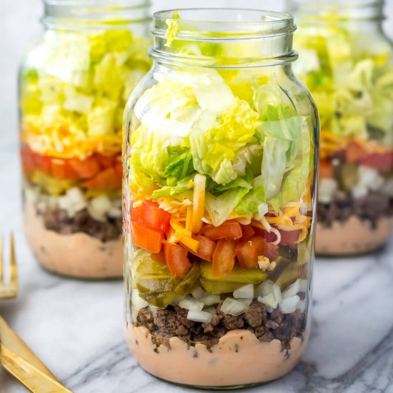 Low Carb Big Mac Salad Jars