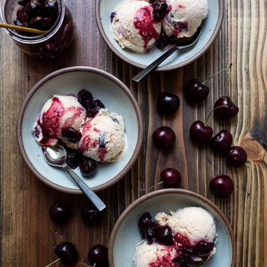 Roasted Cherry Buttermilk Ice Cream