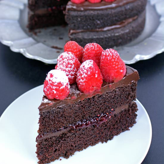 Chocolate Raspberry Truffle Cake