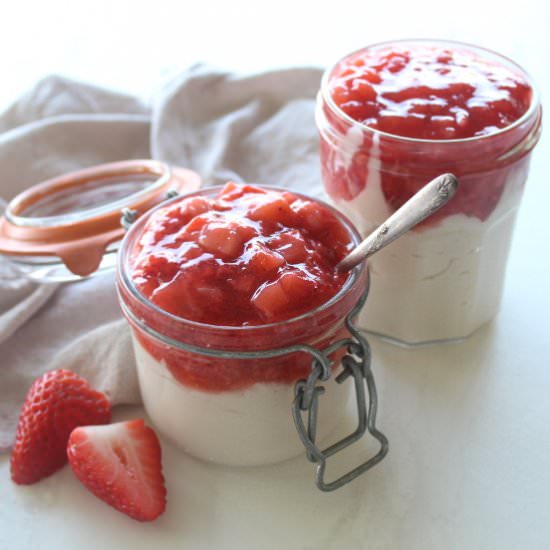 Strawberry Topped Vanilla Pudding