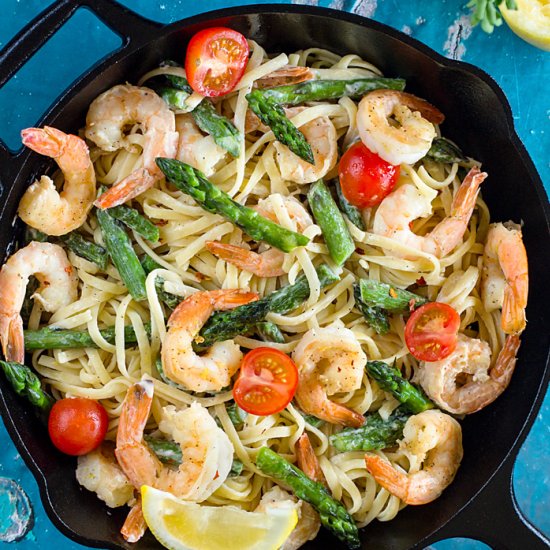 Lemon Garlic Shrimp with Linguine