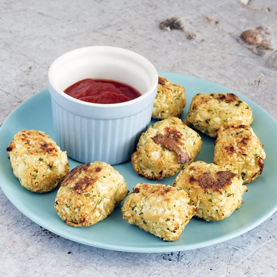 Baked vegan cauliflower tots