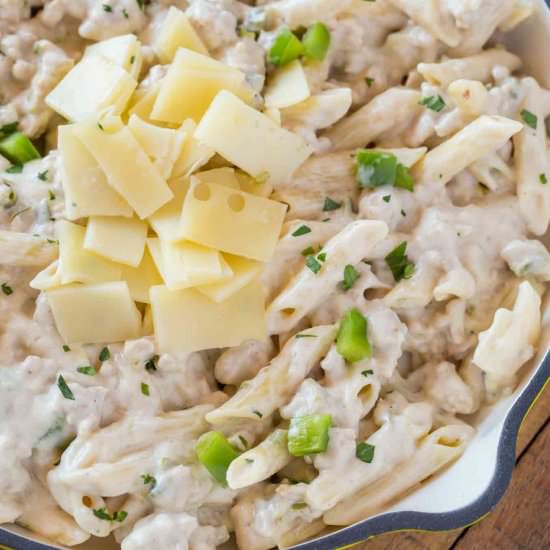 Creamy Turkey and Swiss Pasta