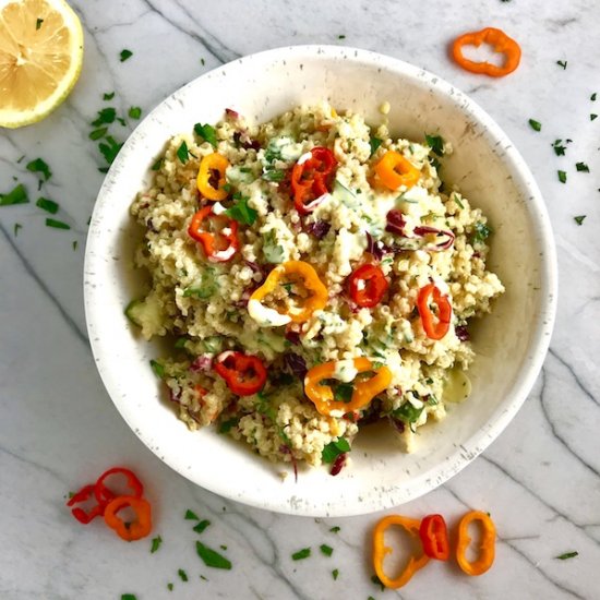 Creamy Lemon Veggie Quinoa Salad