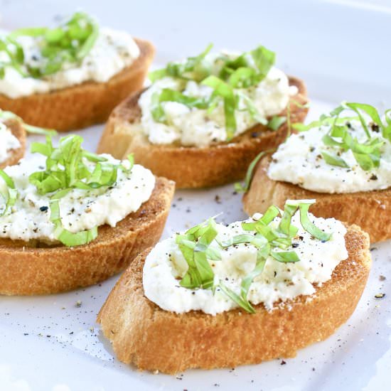 Ricotta, Honey & Basil Crostini