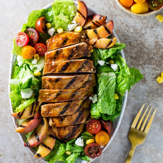 Grilled BBQ Chicken Peach Salad