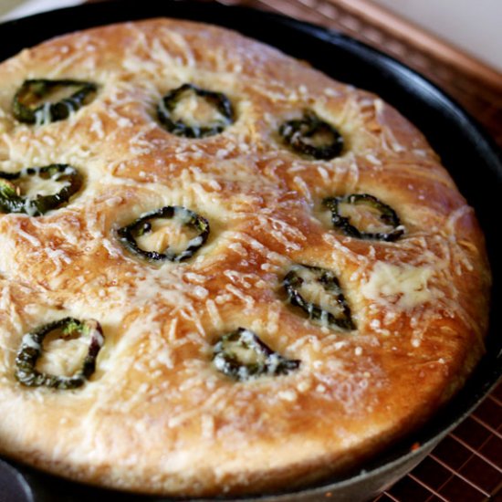 No Knead Jalapeño Skillet Bread