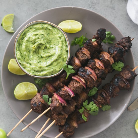 Steak Skewers with Salsa Verde