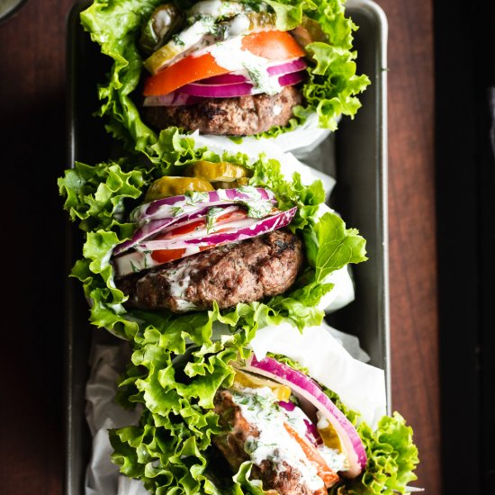 Bunless Burgers with Cilantro Dill