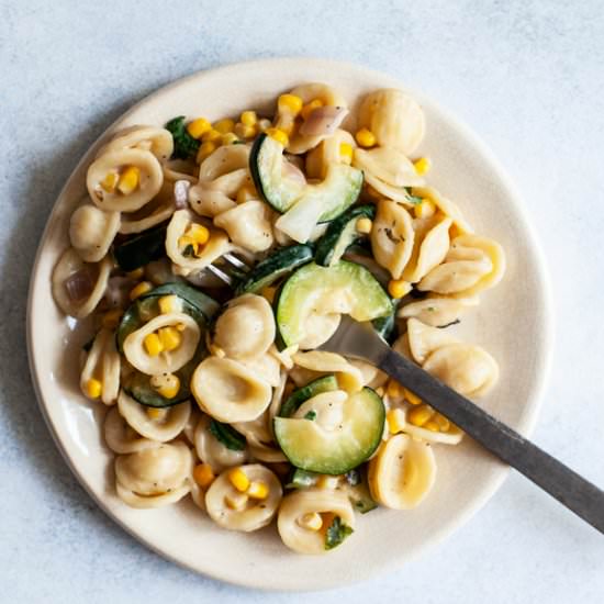 Creamy Zucchini Corn Pasta