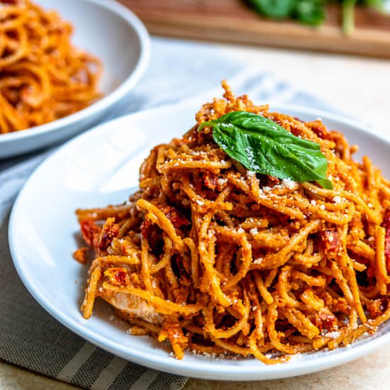 Lightened-Up Sun Dried Tomato Pasta