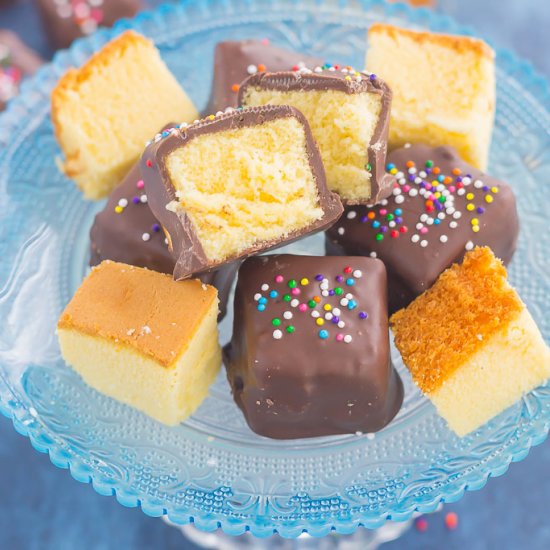 Chocolate Covered Pound Cake Bites