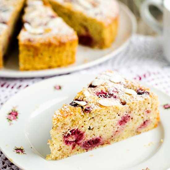 Almond Ricotta Raspberry Cake