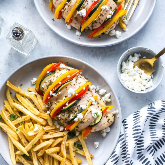 Hasselback Greek Chicken