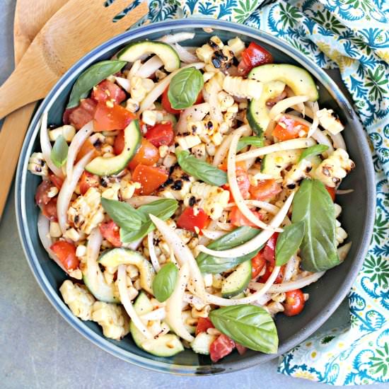 Roasted Corn Tomato Cucumber Salad