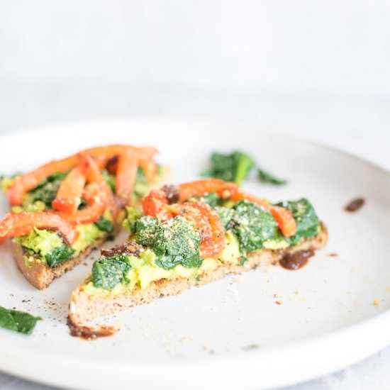 Red Pepper Spinach Avocado Toast