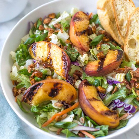 Maple Bourbon Grilled Peach Salad