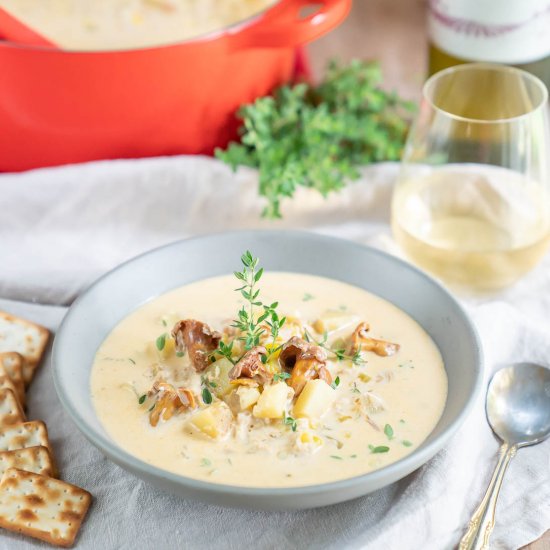 Chanterelle Crab Corn Chowder