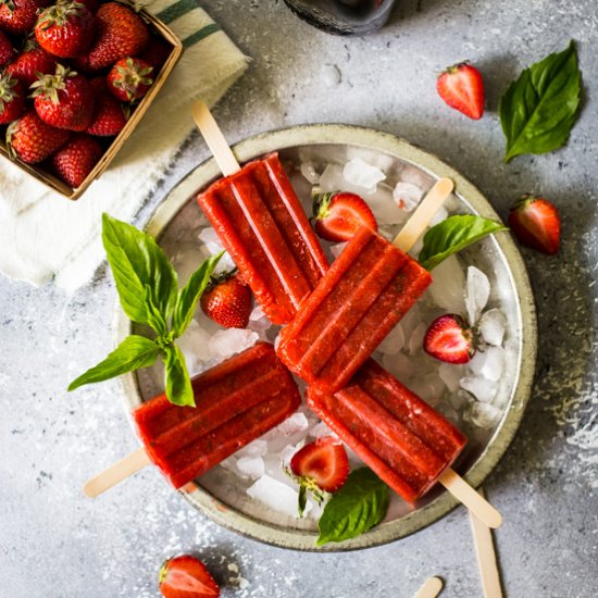 Balsamic Strawberry Popsicles