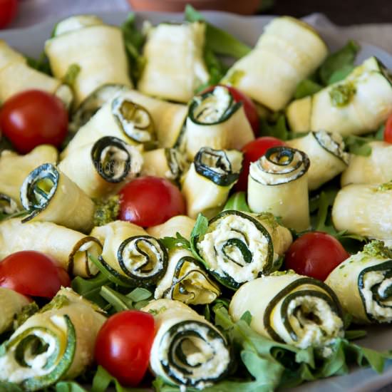 Zucchini Rolls With Ricotta & Pesto