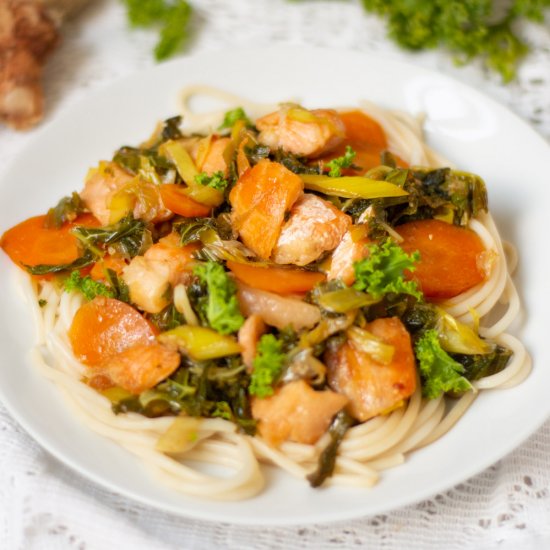 Salmon and Kale Stir-Fry