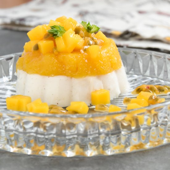 Coconut and mango pudding