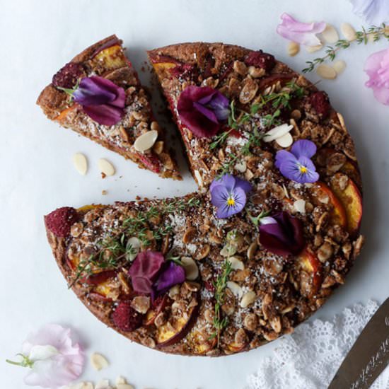 Raspberry Peach Crumb Cake